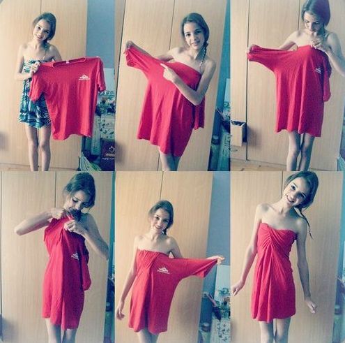 Новое платье из футболки и сумка из платка